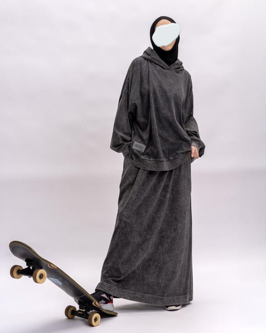 Sweat capuche oversize avec jupe